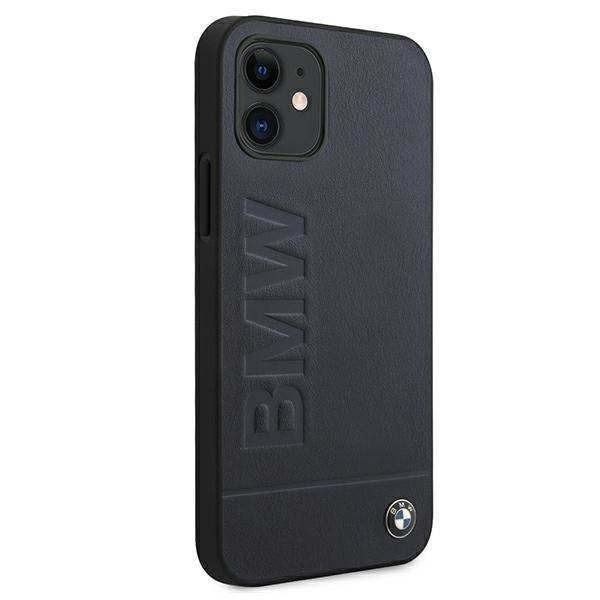 Предпазен калъф BMW BMHCP12SSLLNA Leather Hot Stamp за iPhone 12 Mini, Navy