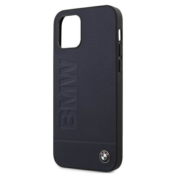 Предпазен калъф BMW BMHCP12SSLLNA Leather Hot Stamp за iPhone 12 Mini, Navy