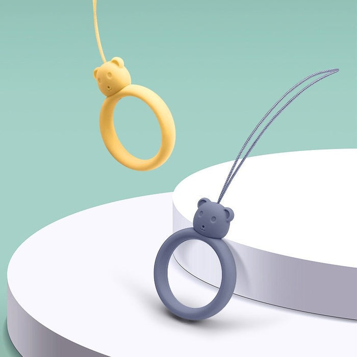 Силиконов аксесоар с пръстен за телефон Жълт