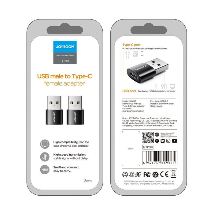 Адаптер Joyroom USB/USB - C за конектори черен