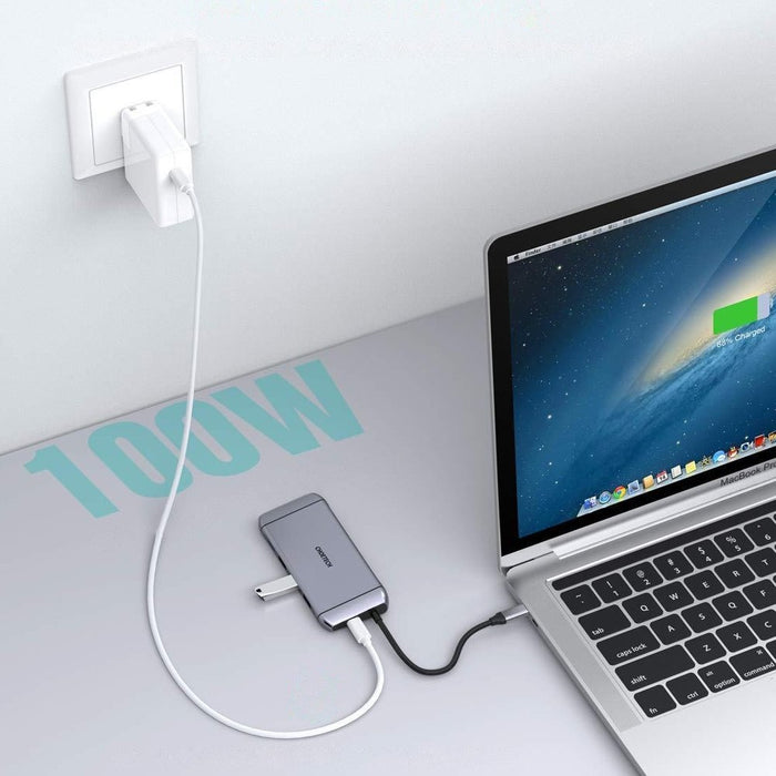 Хъб Choetech HUB-M15, 9в1, USB-C, 3x USB 3.2 Gen 1, SD TF, HDMI 4K, 30Hz, VGA, Full HD, 60Hz, USB-C, RJ45, сив