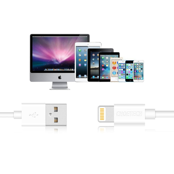 Кабел Choetech IP0026, MFI, USB към Lightning, 1.2m, бял