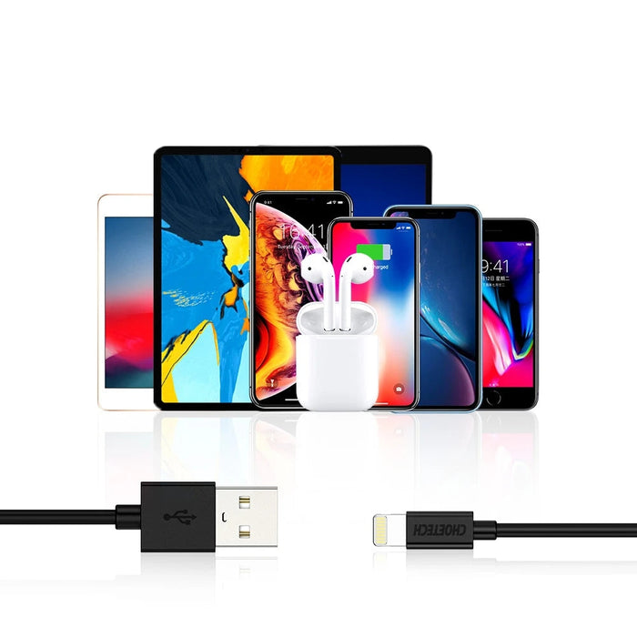 Кабел Choetech IP0026, MFI, USB към Lightning, 1.2m, бял