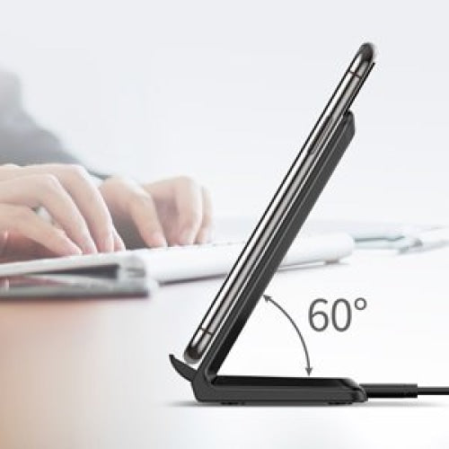 Безжично зарядно Choetech T524-S, Qi, 10W, със стойка, USB към Micro USB кабел, черен