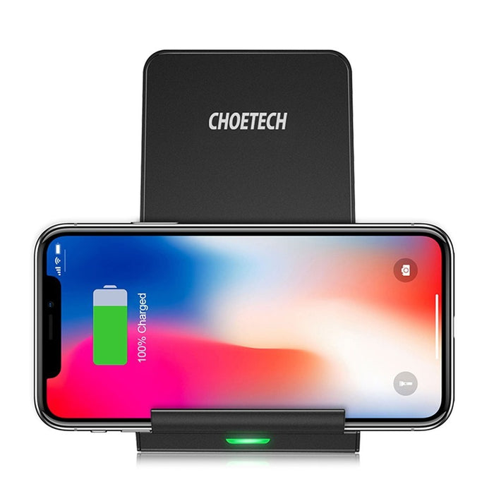 Безжично зарядно Choetech T524-S, Qi, 10W, със стойка, USB към Micro USB кабел, черен