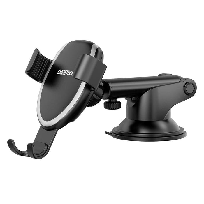 Безжично зарядно и стойка Choetech, T536-S, 10W / 7.5W / 5W, За телефон за автомобил, С вендузата, Черен