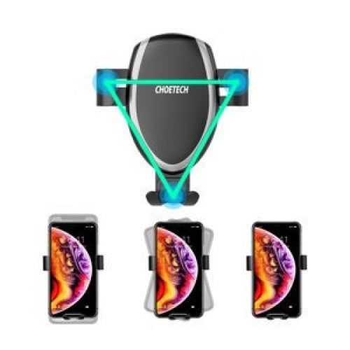 Безжично зарядно и стойка Choetech, T536-S, 10W / 7.5W / 5W, За телефон за автомобил, С вендузата, Черен
