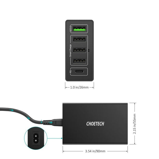 Мрежово зарядно Choetech Q34U2Q - EU 4x USB