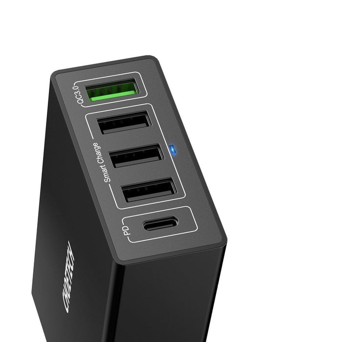 Мрежово зарядно Choetech Q34U2Q-EU, 4x USB, 1X USB-C, 60W, Power Delivery, Quick Charge, черен