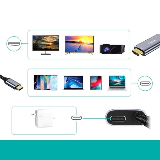 Кабел Choetech USB - C - HDMI XCH - M180 PD 60W 1.8 м Черен