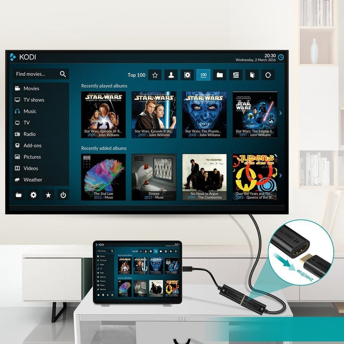 Адаптер Choetech H04, 4K, USB-C мъжки - HDMI женски, Черен