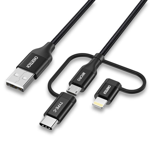 Кабел Choetech IP0030 - BK 3в1 MFI USB към USB - C