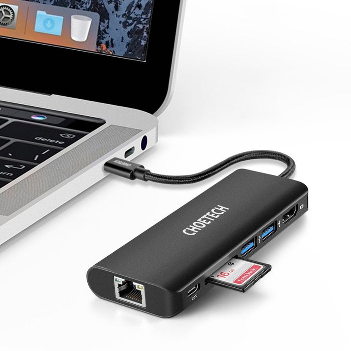 Хъб Choetech HUB-M05, USB-C, 6в1, 100W, PD, черен
