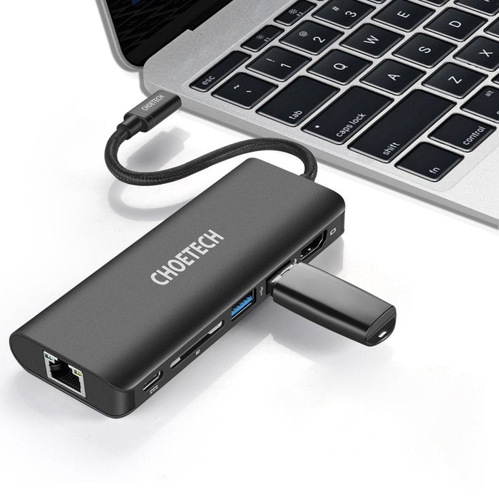 Хъб Choetech HUB-M05, USB-C, 6в1, 100W, PD, черен