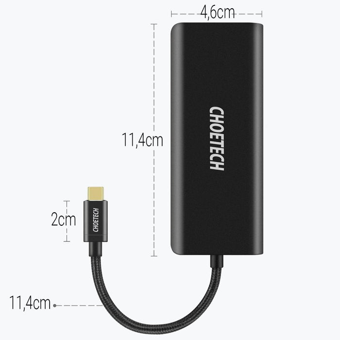 Хъб Choetech HUB-M05, USB-C, 6в1, 100W, PD, черен