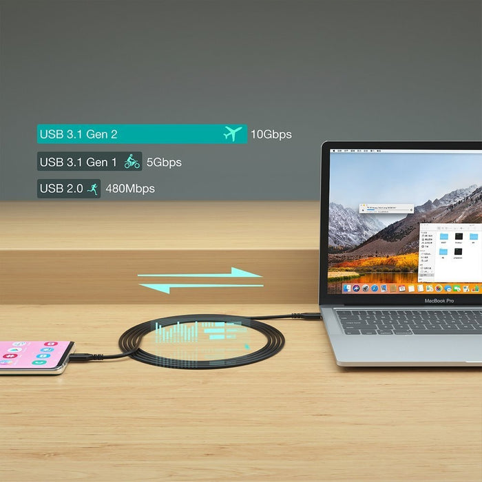 Кабел Choetech XCC-1007, USB-C към USB-C, 3.1 Gen 2, 100W, Power Delivery, 2m, черен