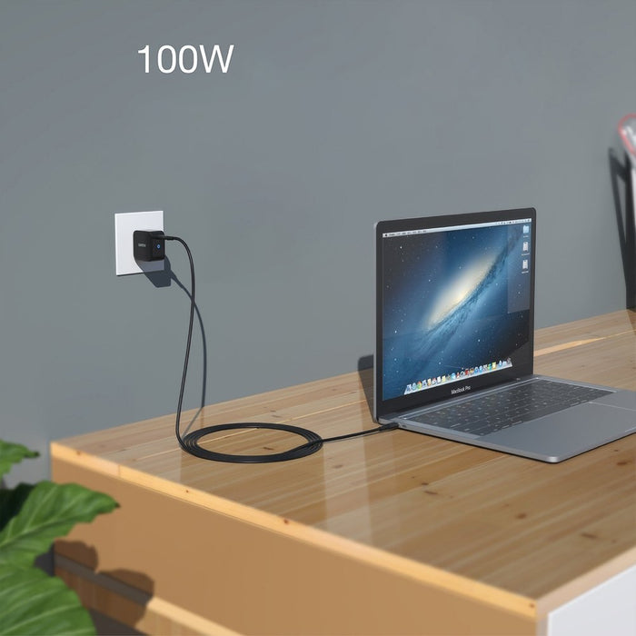 Кабел Choetech XCC-1007, USB-C към USB-C, 3.1 Gen 2, 100W, Power Delivery, 2m, черен