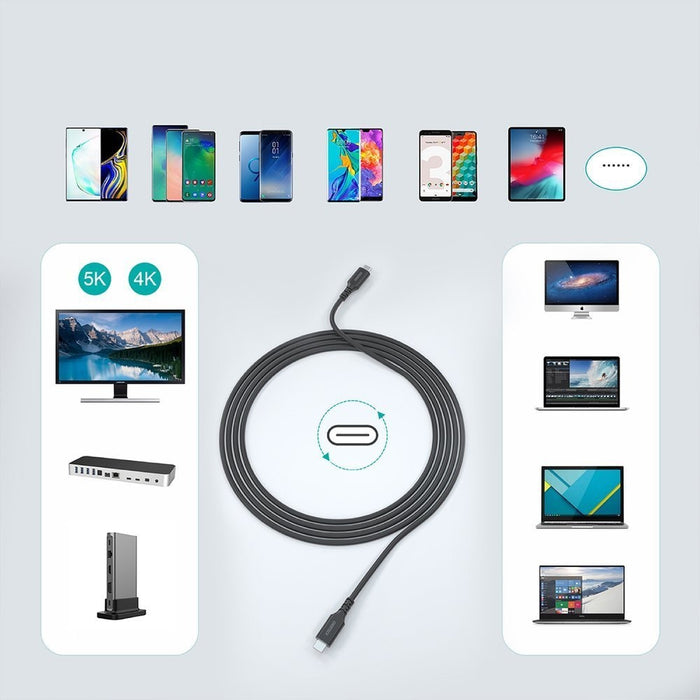 Кабел Choetech XCC-1007, USB-C към USB-C, 3.1 Gen 2, 100W, Power Delivery, 2m, черен