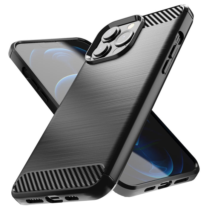 Защитен калъф, карбонов калъф, iPhone 13 Pro Max, черен