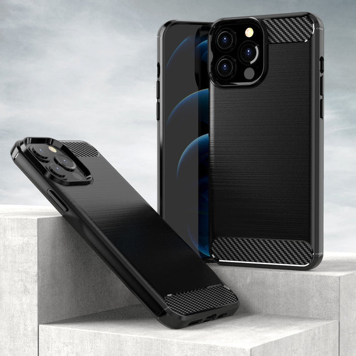 Защитен калъф, карбонов калъф, iPhone 13 Pro Max, черен
