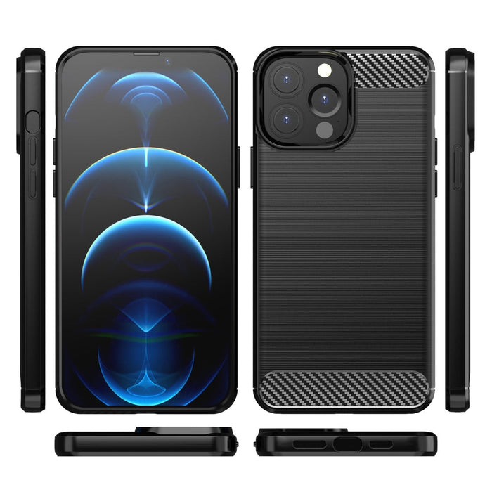 Защитен калъф, карбонов калъф, iPhone 13 Pro Max, черен