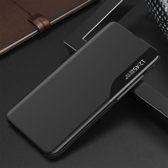 Елегантен кожен кейс-тефтерче Eco Leather View за Xiaomi Redmi Note 10 5G/Poco M3 Pro, Черен