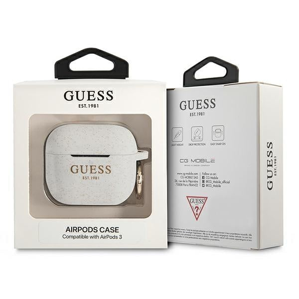 Калъф Guess Glitter Printed Logo за Apple AirPods 3 White