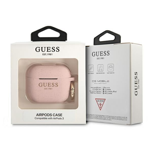 Калъф Guess Glitter Printed Logo за Apple AirPods 3 Pink