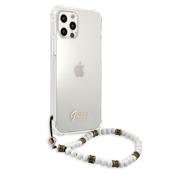 Калъф за телефон Guess GUHCP12LKPSWH White Pearl за iPhone 12 Pro Max 6,7", прозрачен