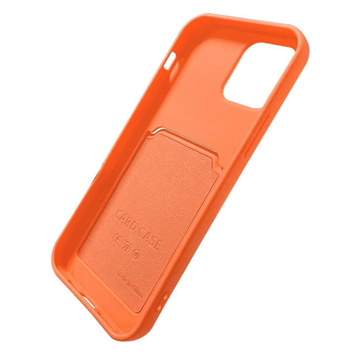 Силиконов кейс с отделение за карти HQWear за iPhone 12 Mini, Оранжев