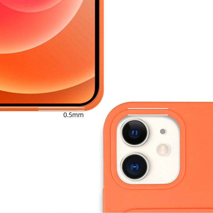 Силиконов кейс с отделение за карти HQWear за iPhone 12 Pro Max, Виненочервен