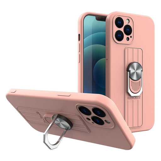 Силиконов кейс с пръстен Ring Case за iPhone 13 Pro розов