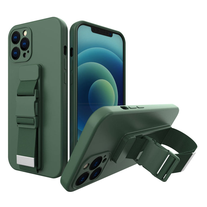 Кейс от TPU материал с каишка Rope case за Apple iPhone 12 Pro Max, Тъмнозелен