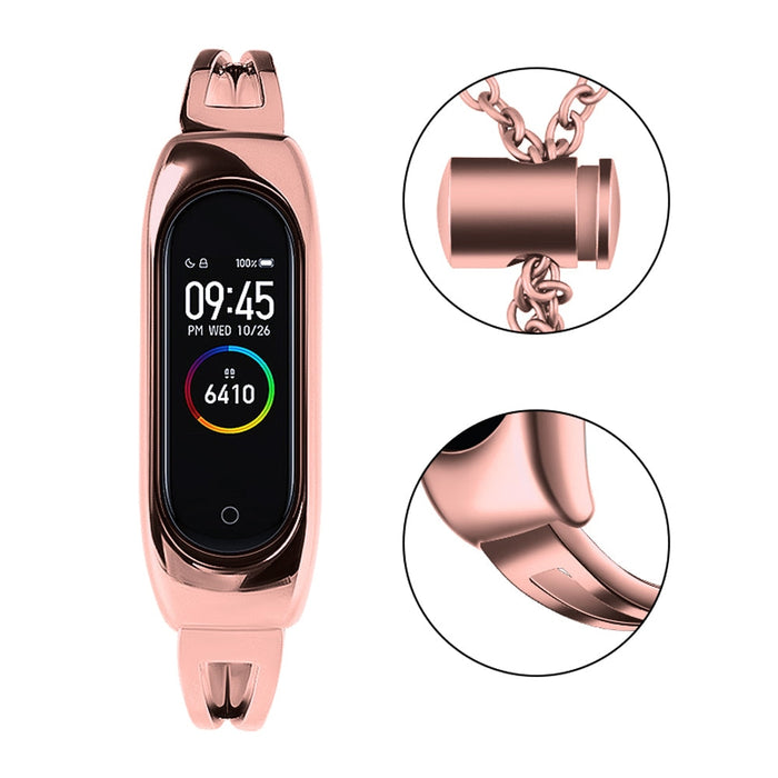 Резервна метална каишка HQWear за Xiaomi Mi Band 4/5/6 Розов