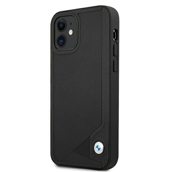 Калъф BMW BMHCP12SRCDPK Leather Deboss, за Apple iPhone 12 mini, черен
