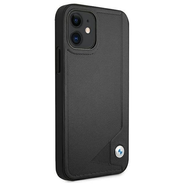 Калъф BMW BMHCP12SRCDPK Leather Deboss, за Apple iPhone 12 mini, черен