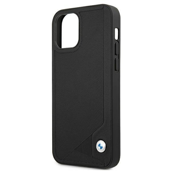 Калъф BMW BMHCP12SRCDPK Leather Deboss, за Apple iPhone 12 mini, черен