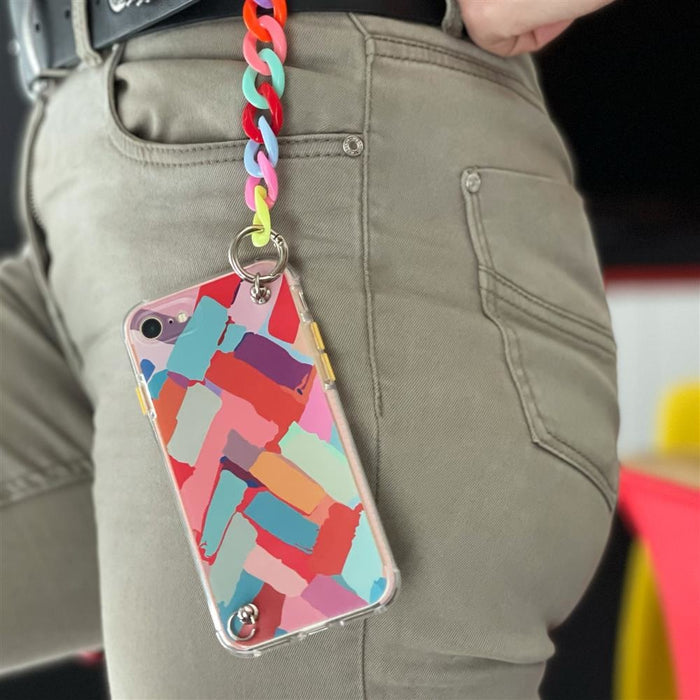 Калъф Color Chain Case за iPhone 12 многоцветен/бял