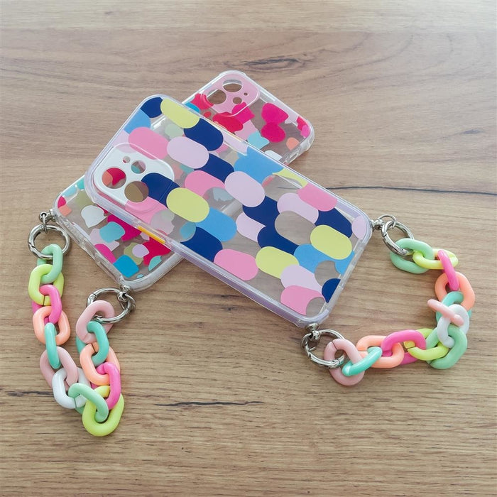 Калъф Color Chain Case за iPhone 12 многоцветен/бял