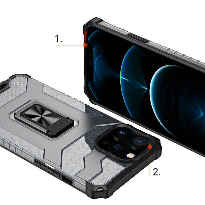 Хибриден удароустойчив кейс с пръстен против изпускане за iPhone 12 Pro Max, Син