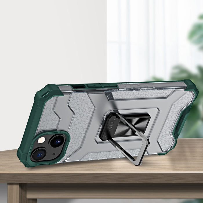Калъф Crystal Ring Case Kickstand Tough Rugged, за iPhone 13 mini, зелен