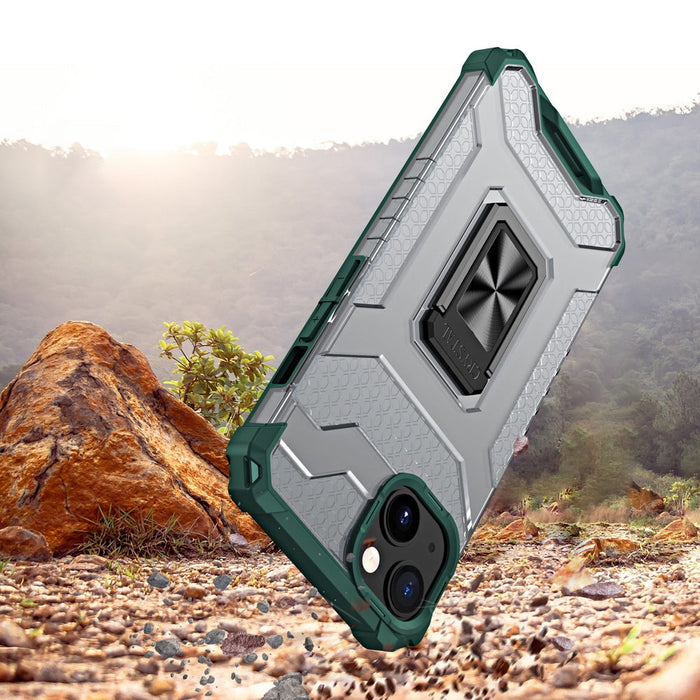 Калъф Crystal Ring Case Kickstand Tough Rugged, за iPhone 13 mini, зелен
