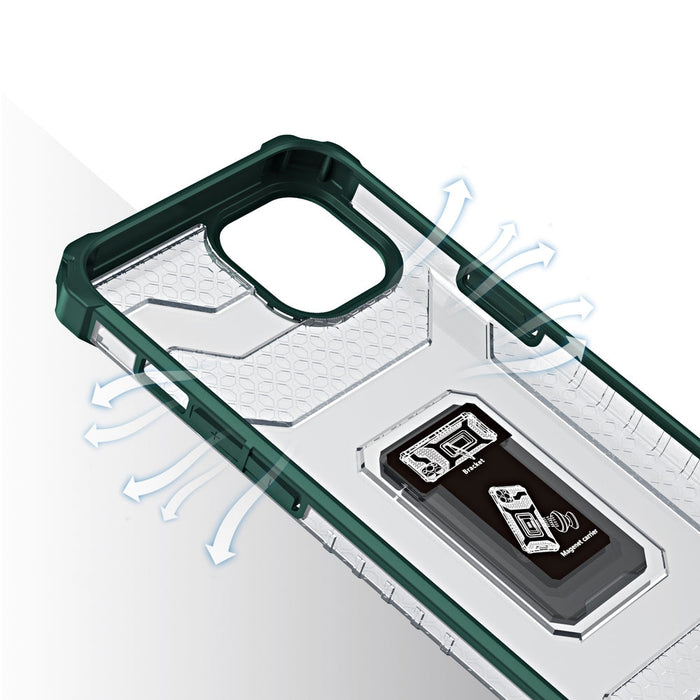 Калъф Crystal Ring Case Kickstand Tough Rugged, за iPhone 13 mini, зелен