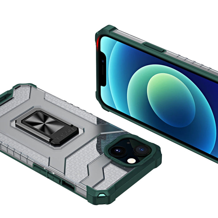 Калъф Crystal Ring Case Kickstand Tough Rugged, за iPhone 13 mini, зелен