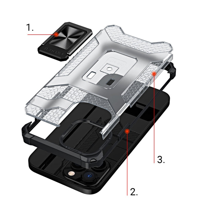 Калъф Crystal Ring Case Kickstand Tough Rugged, за iPhone 13 Pro Max, черен