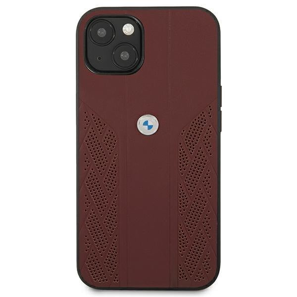 Кожен кейс BMW за iPhone 13, 6.1", Виненочервен