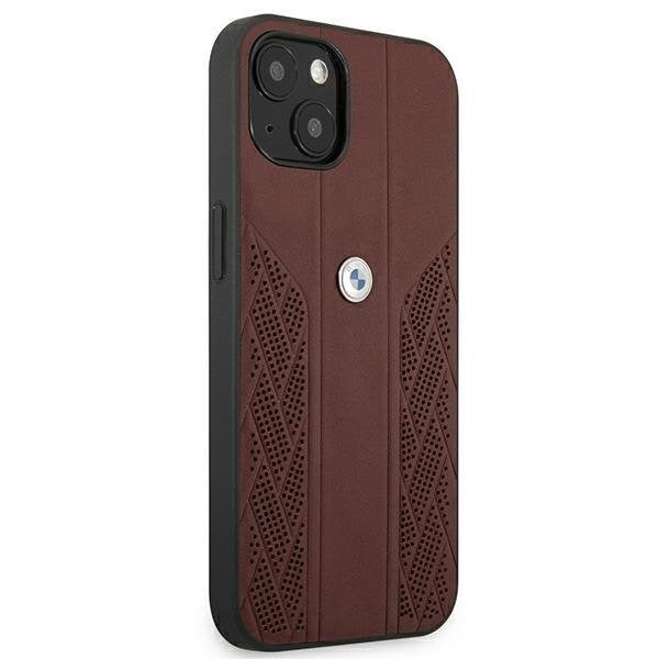 Кожен кейс BMW за iPhone 13, 6.1", Виненочервен
