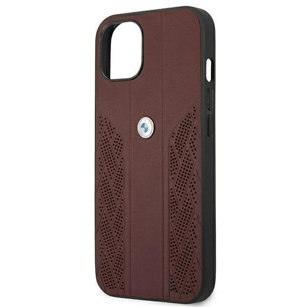 Кожен кейс BMW за iPhone 13, 6.1", Виненочервен