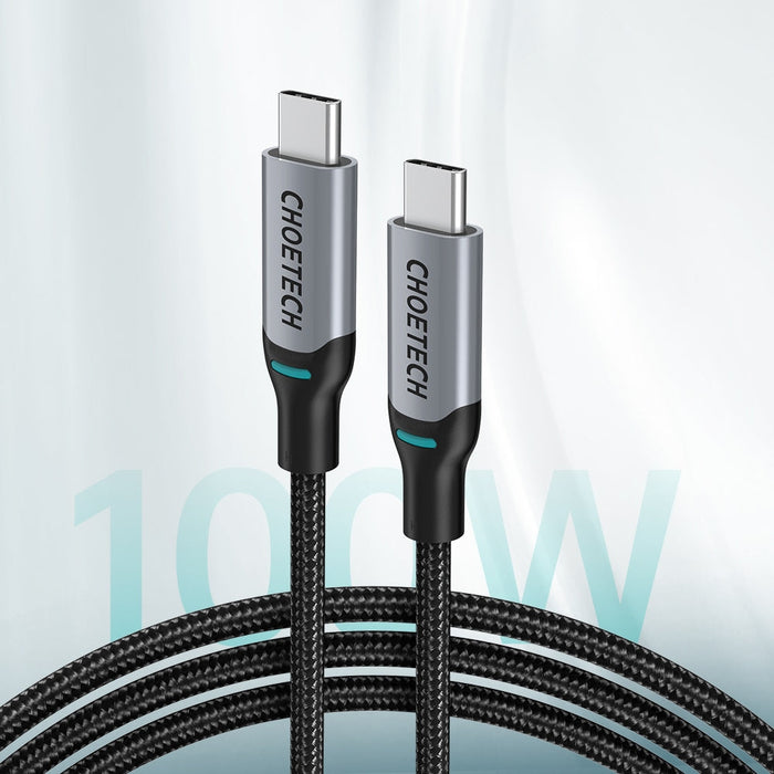 Кабел Choetech MIX00073, USB-C към USB-C, Power Delivery, 100W, 5A, 1.8m, черен