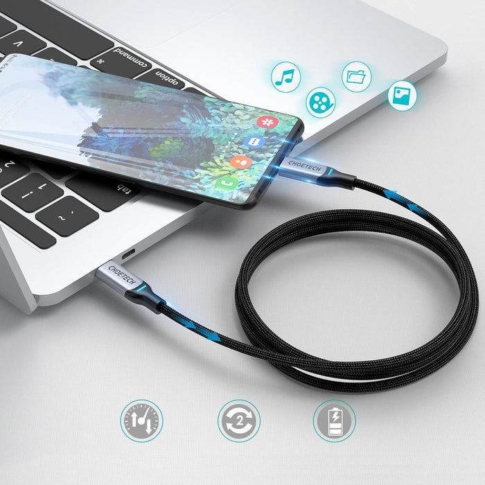 Кабел Choetech MIX00073, USB-C към USB-C, Power Delivery, 100W, 5A, 1.8m, черен